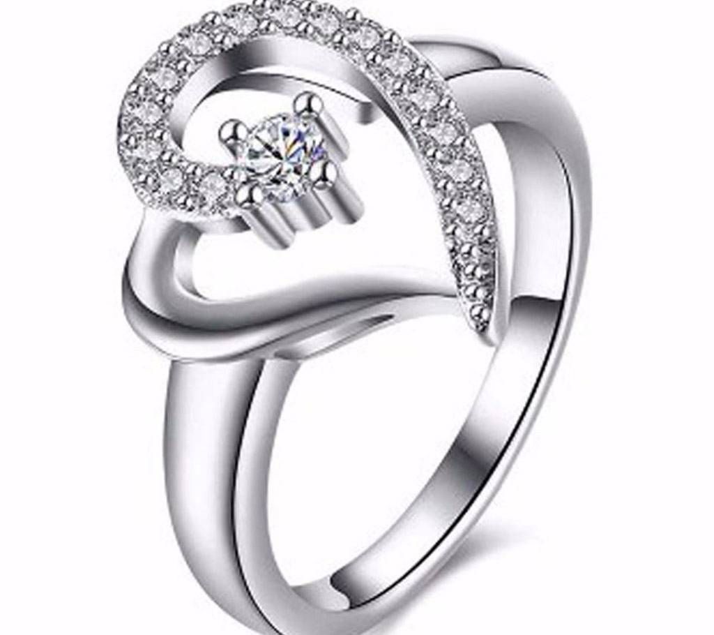 Heart Shape Finger Ring Silver