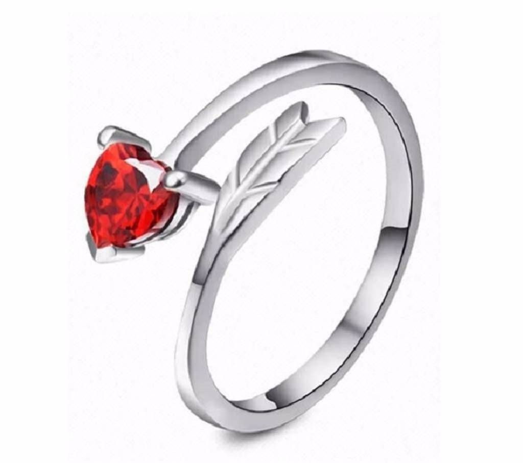 Heart Shape Red Stone Fingering 