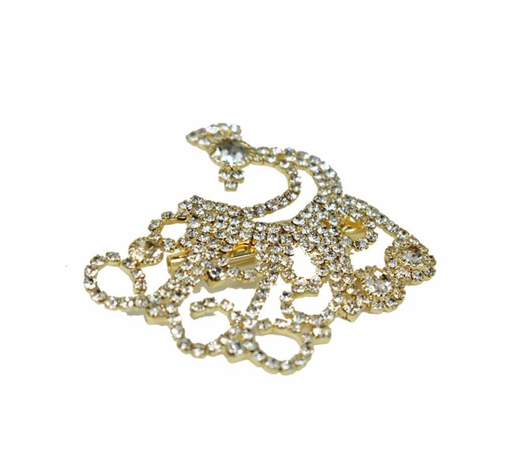 Golden And White Stone Brooch For Women