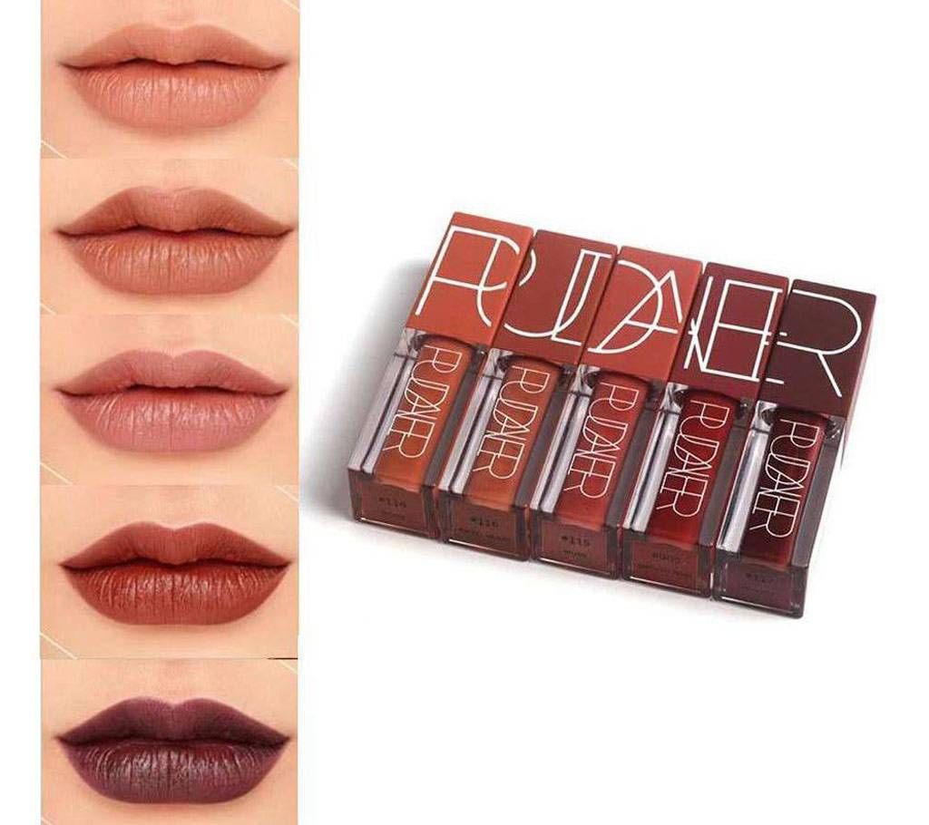 Pudaier 5 Piece Waterproof Matte Liquid Lipstick Set 4.5g China