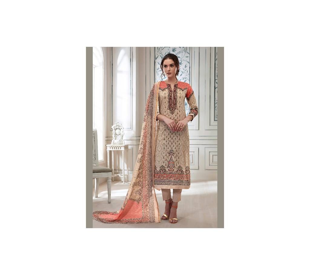Unstiched Printed Cotton Lawn Three-Piece
