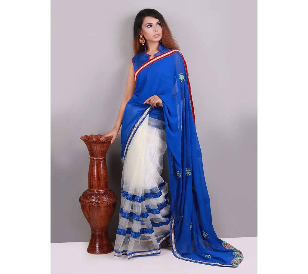 Designer half net half Georgette sharee 