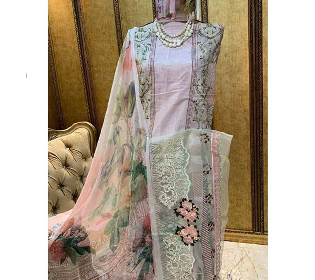 NOOR DIGITAL LAWN COLLECTION by Cosmos Big Flower Leaf Design with Palepink Color