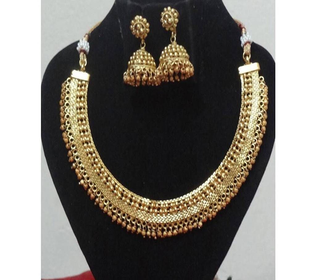 Zinc Alloy Bead & Stone Setting Necklace Set