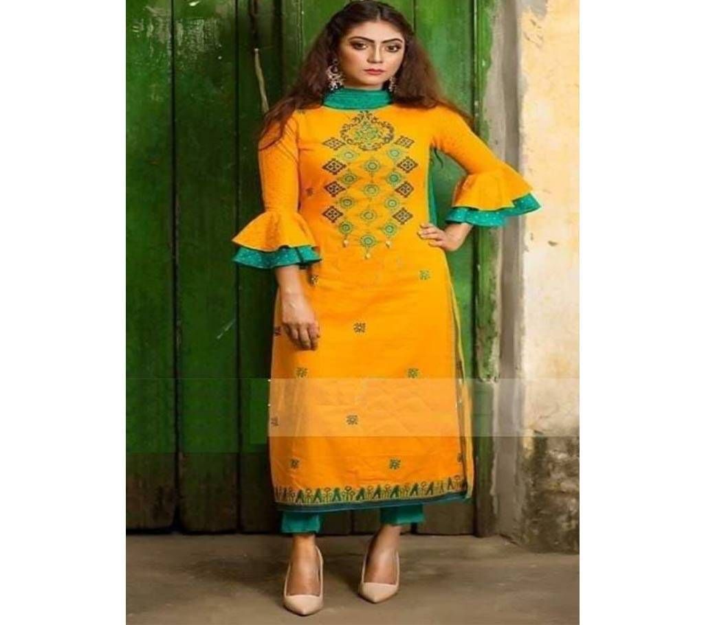 Unstiched block printed Rajdhani voyal cotton salwar kameez for woman
