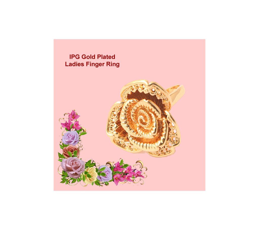 IPG Gold Plated Ladies Big Flower Finger Ring