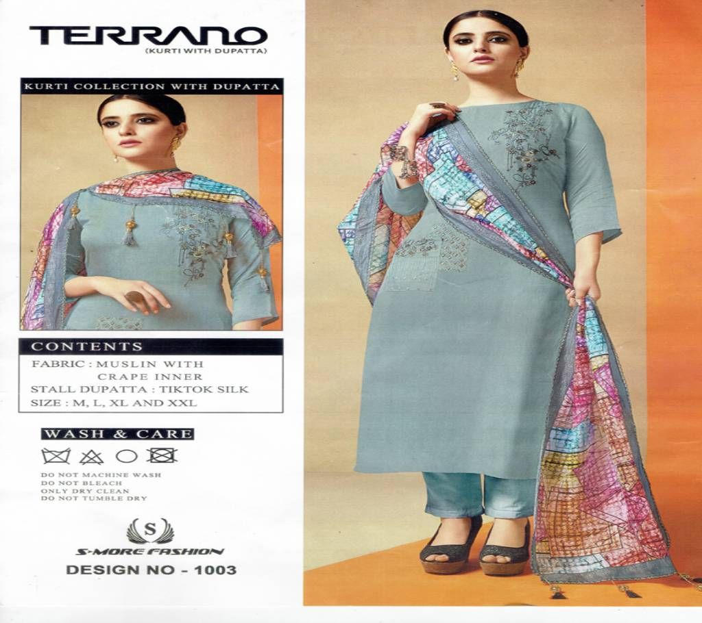 Original Indian Kurti with Silk Dupatta XL (Stitch).