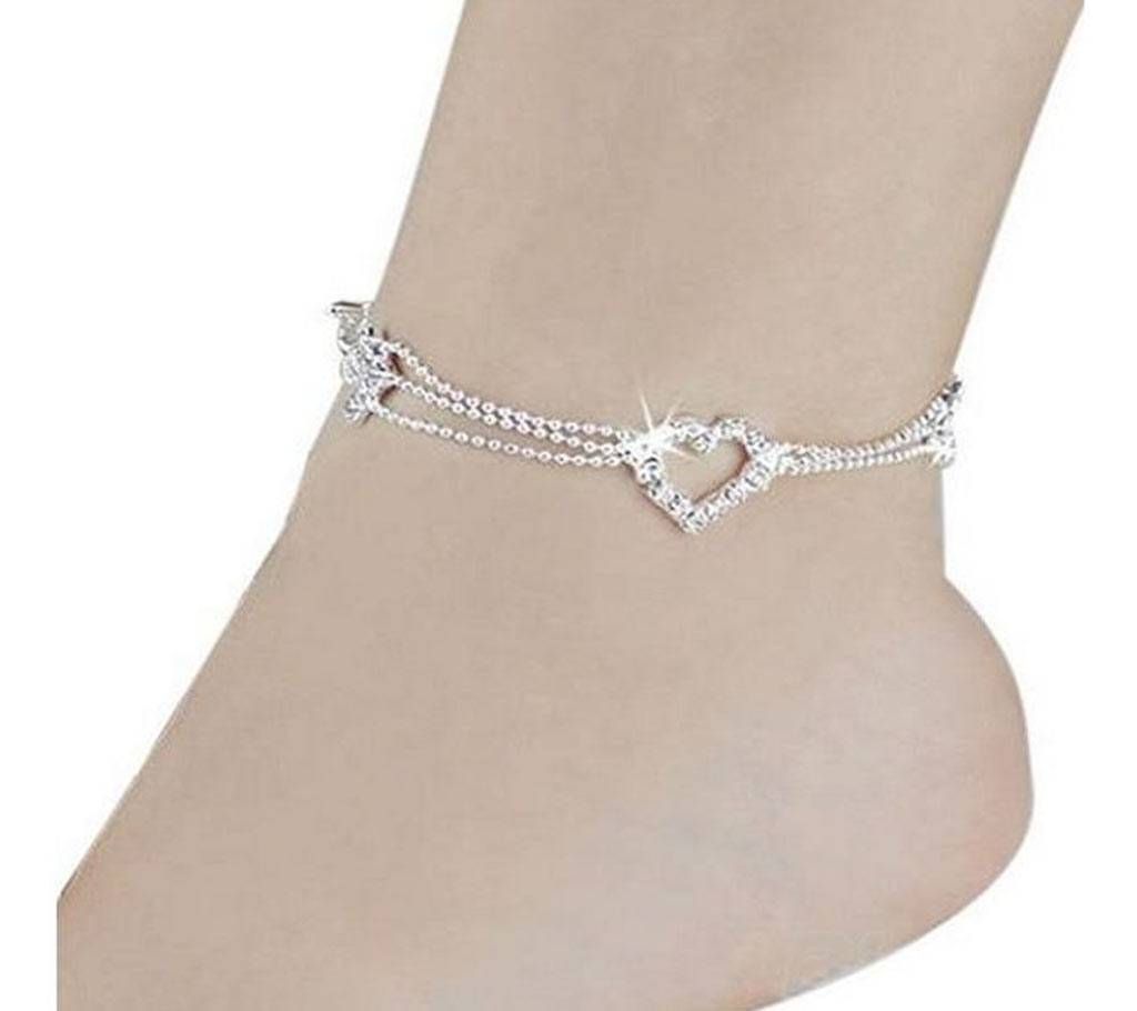 Women Three layers of love anklets Foot Tassel Jewelry Anklet Chain