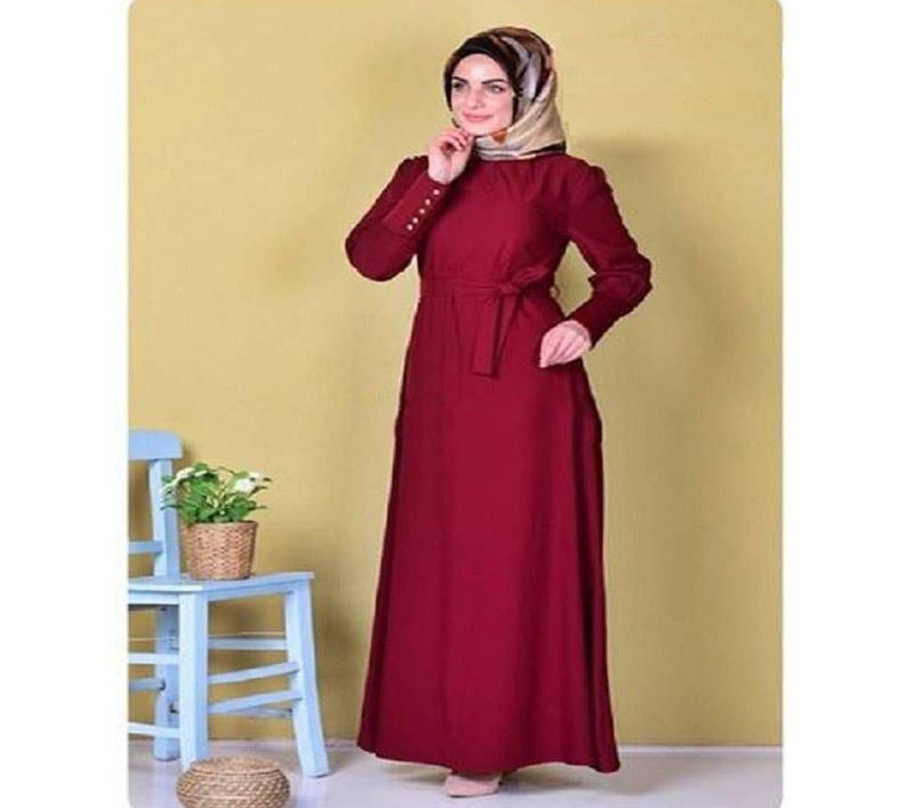 Maroon Stretch Jersey Borka For Women