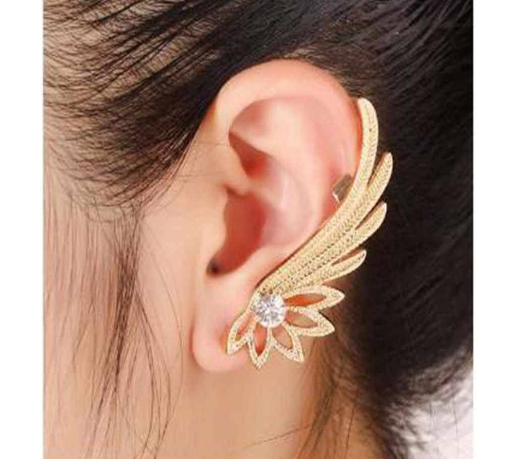 1pcs Angel Wing GOLD Plated Crystal Ear Cuff Stud Clip Earrings