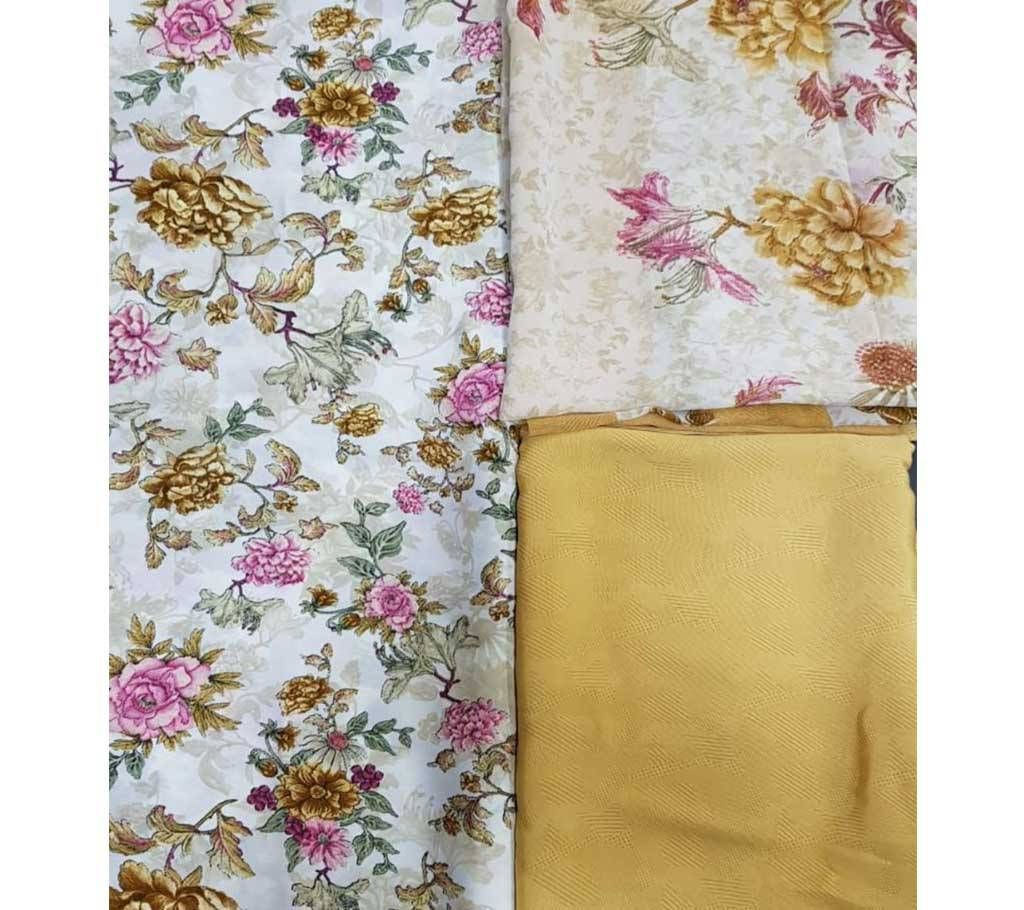 Unstitched Non Catalog Unstitched 3 Pcs Brown - 10 - RAF