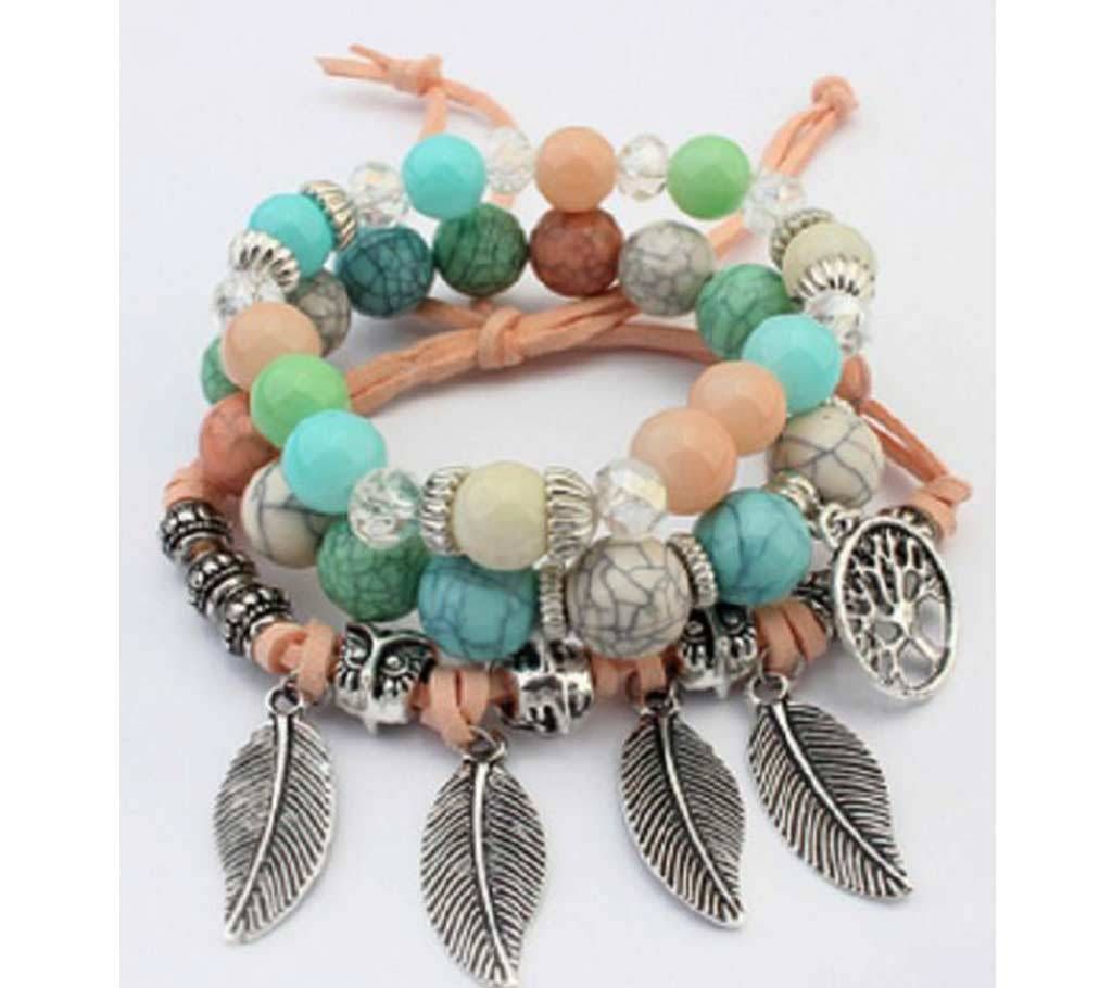Colorfull leaves beads bracelet-3 Pcs/set 