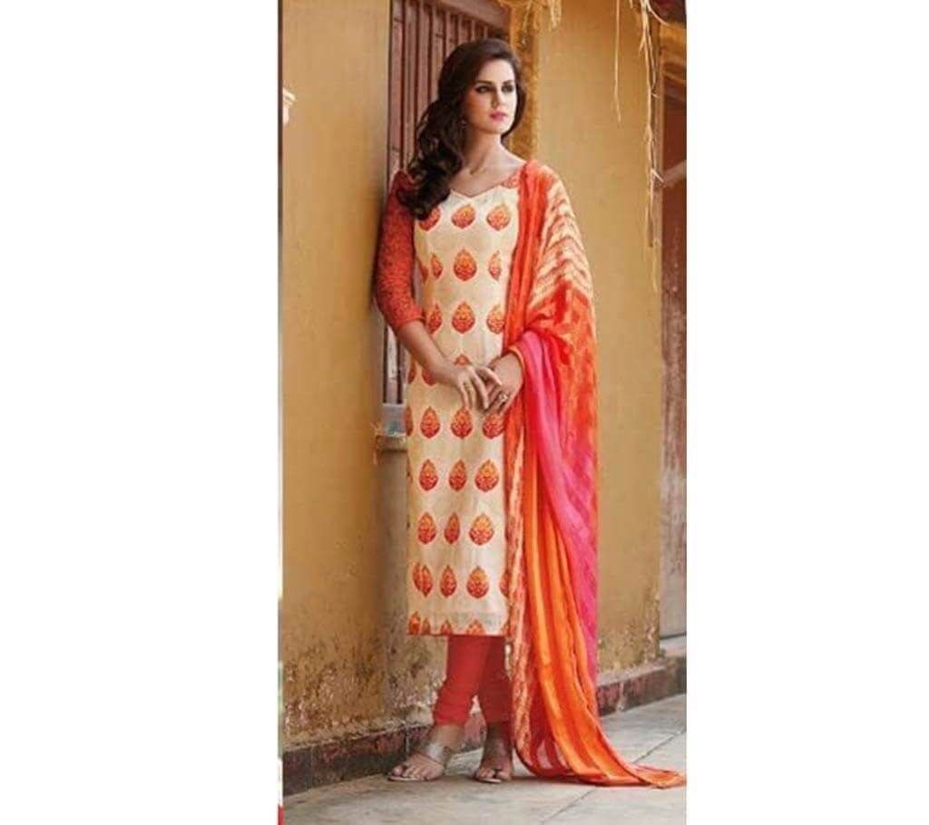 Unstitched Hand Block Painted Cotton Three Piece (Copy)