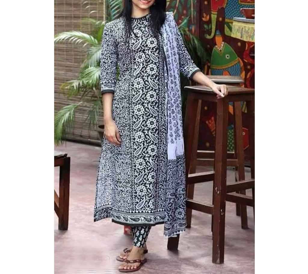 Unstitched Block Print Cotton Salwar Kameez for women 