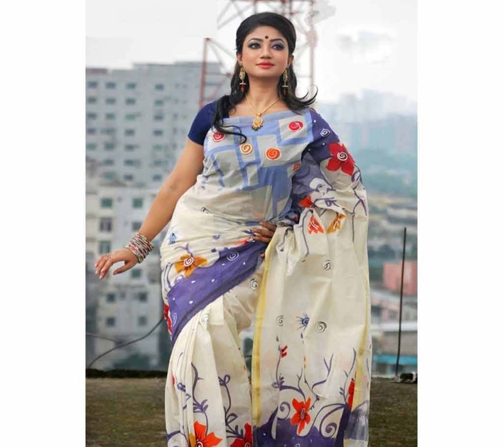 Multicolour Half Silk Saree with Blouse Piece for Women-16