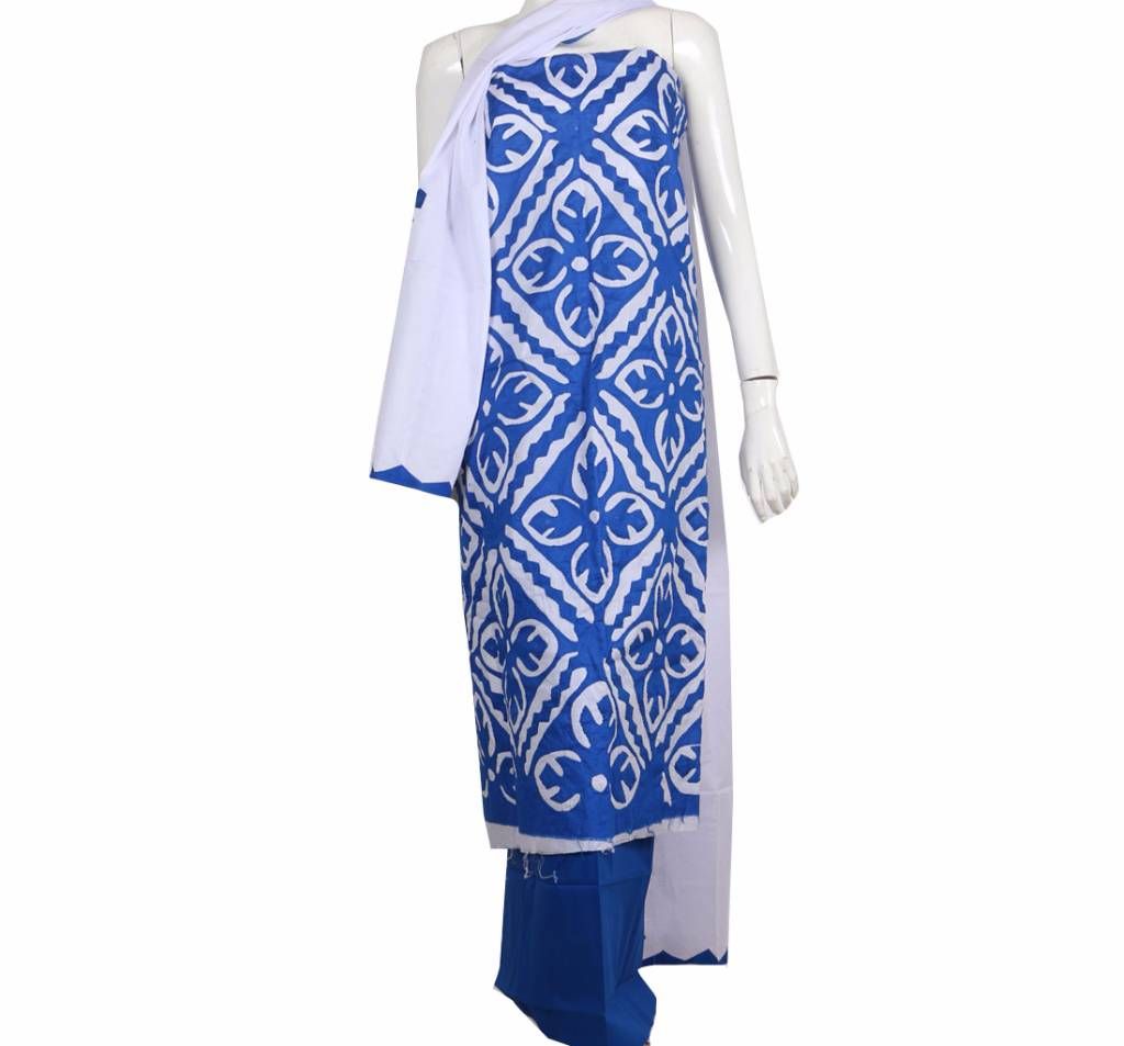 Unstitched cotton applique work salwar kameez 