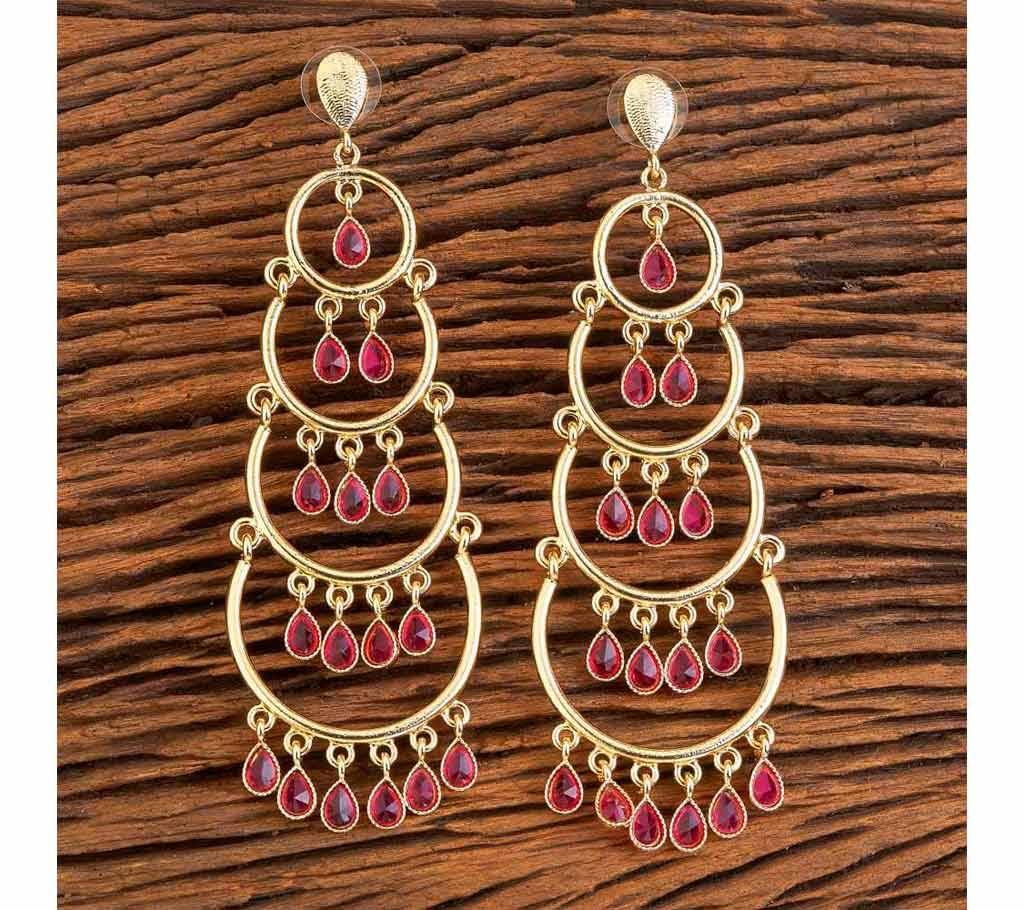 INDO WESTERN LONG EARRINGS WITH GOLD PLATING 9079 (by Pink Point - KJ9079)