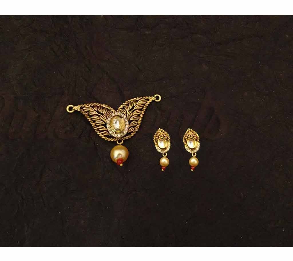 Dual Leaf Moti Drop AD Pendant (by Pink Point - PS-1425-75)