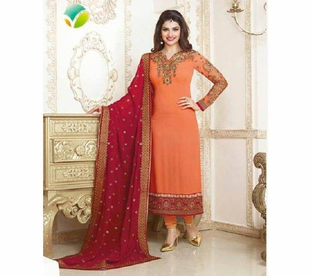 Unstitched replica cotton embroidery three pc
