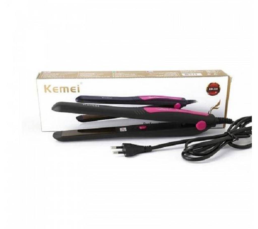 KM-328 Professional Hair Straightener - Black and Pink