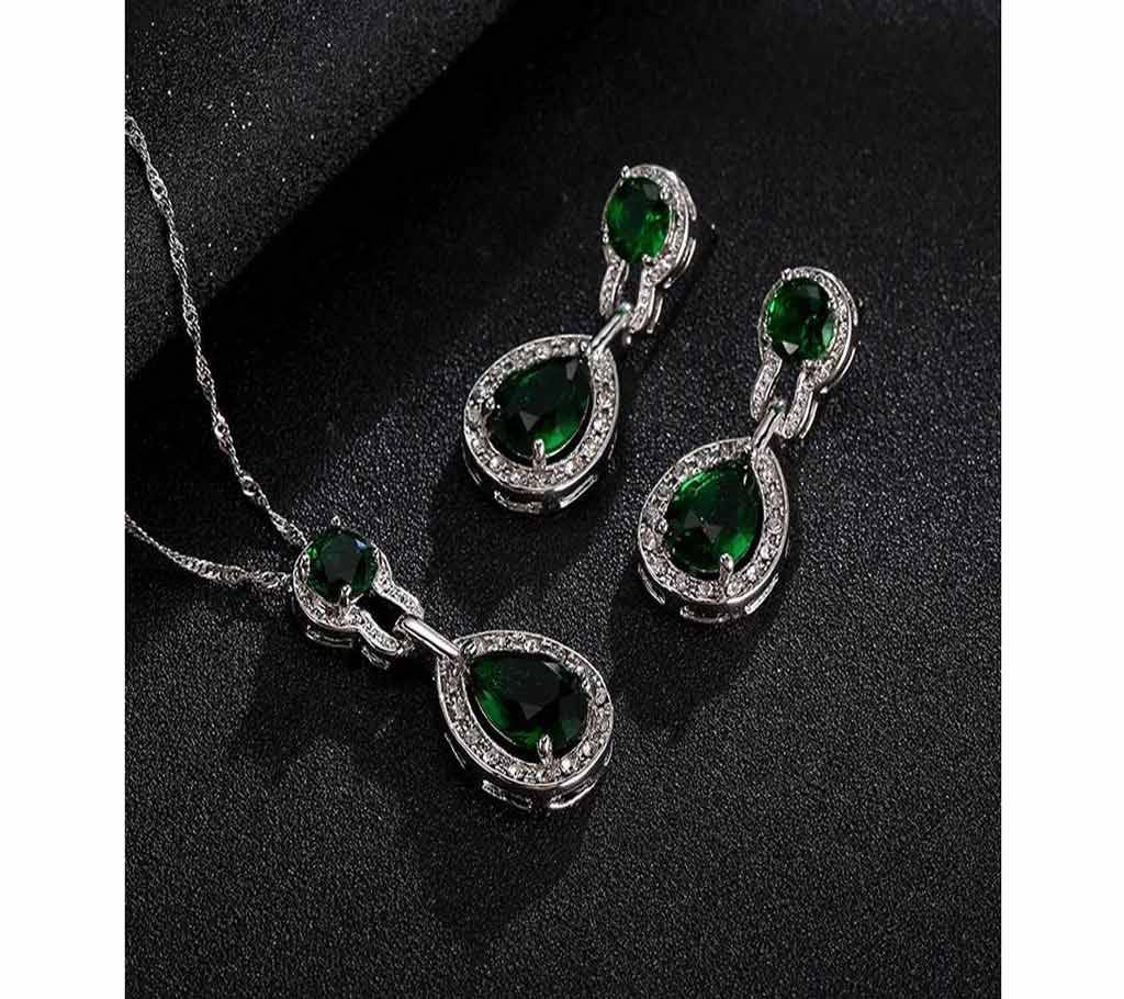 Crystal Pendant and Earrings