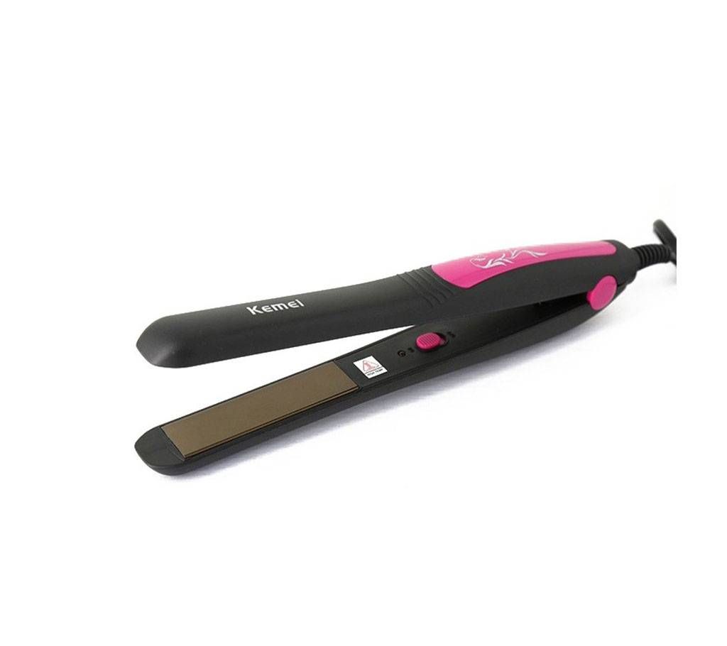 Kemei KM-328 Professional Hair Straightner - Black and Pink