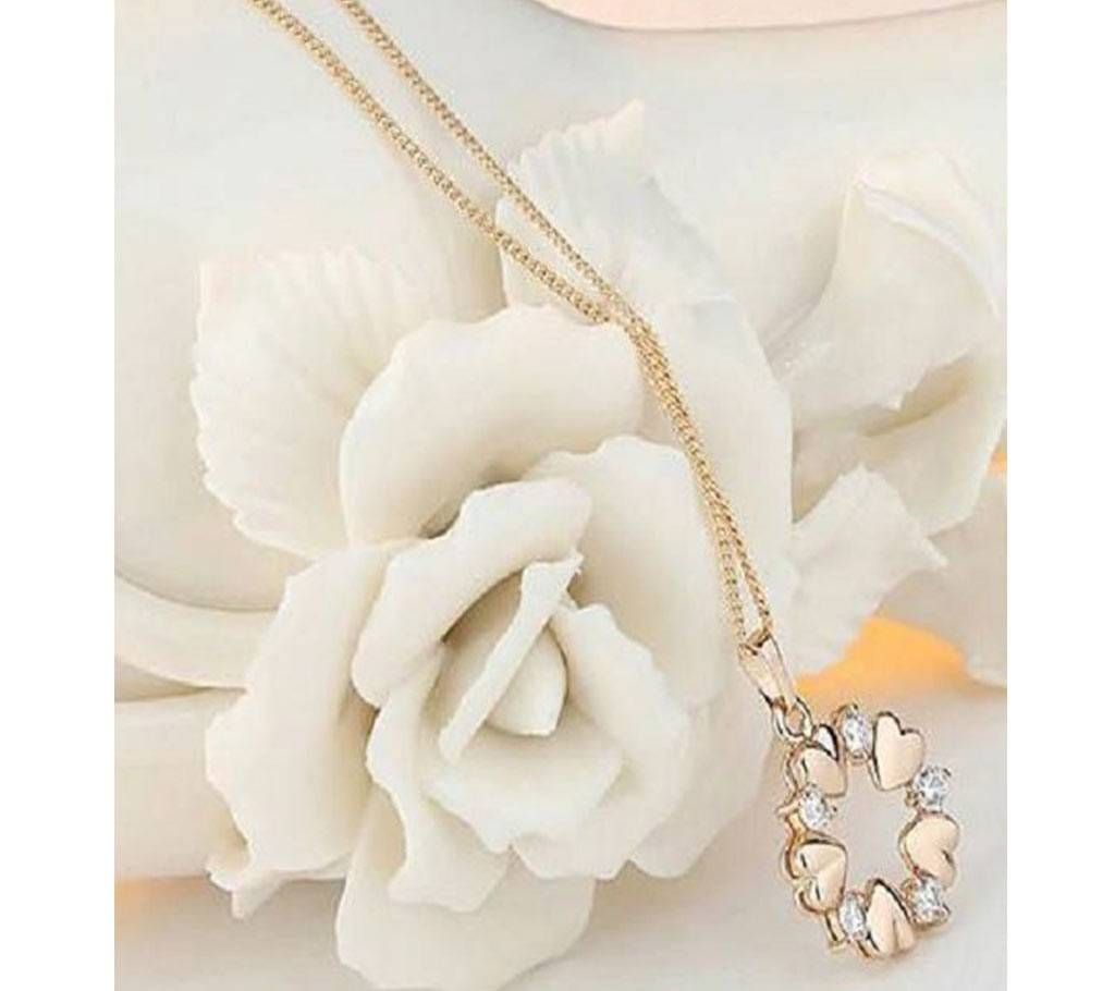 Luxury Gold Color Heart Necklaces & Pendants with AAA Zircon