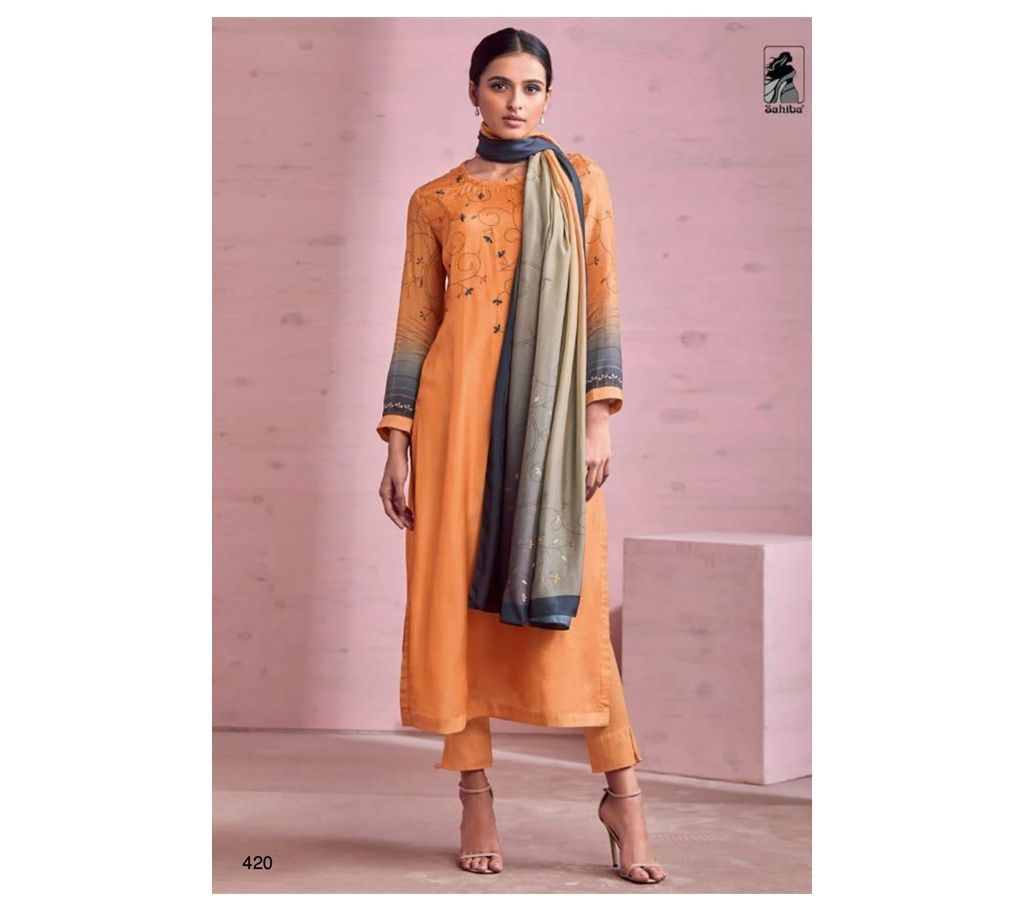 Sahiba Rose Pink - 420 Unstitched Cotton Three-piece