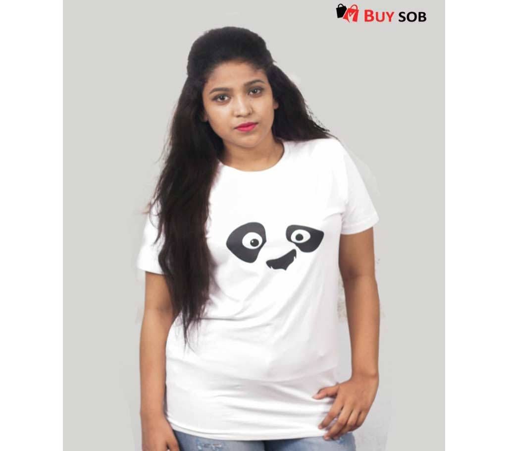 Panda Half Sleeve Cotton T-Shirt for Women