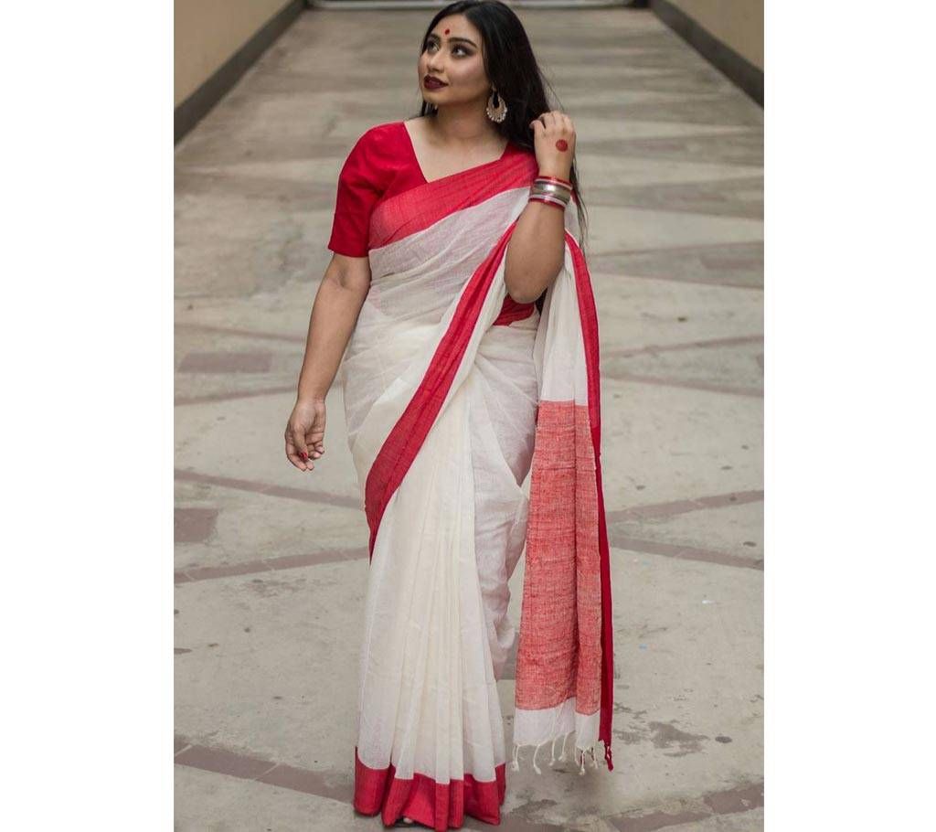 Deepsy Maria B-3 Georgette Off White with red