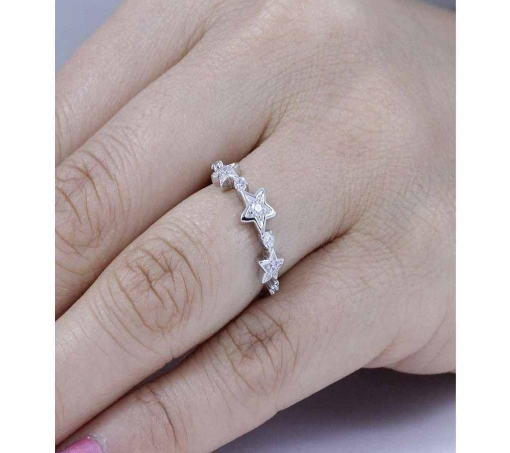 Silver Stars Finger Ring For Women