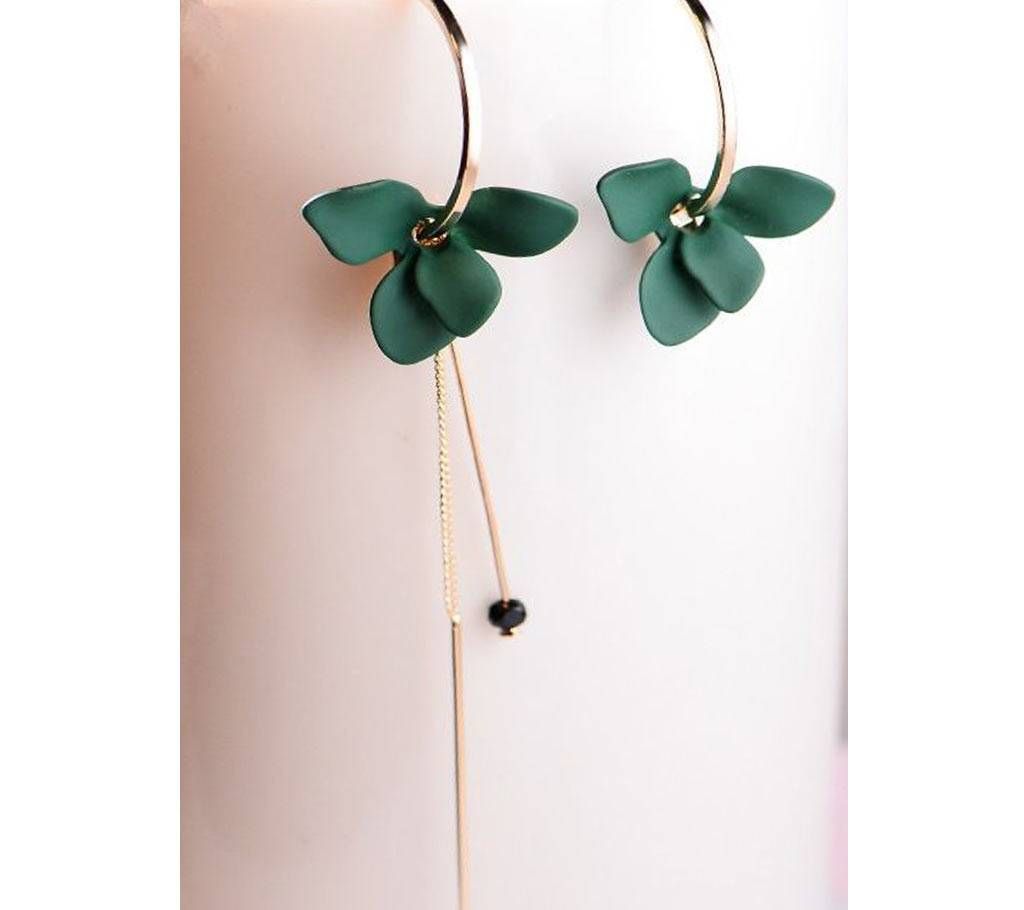 Trendy Flower Women Dangle Earrings Golden Big Circle Three Color Spray Paint Asymmetrical Earrings For Women Drops Earrings
