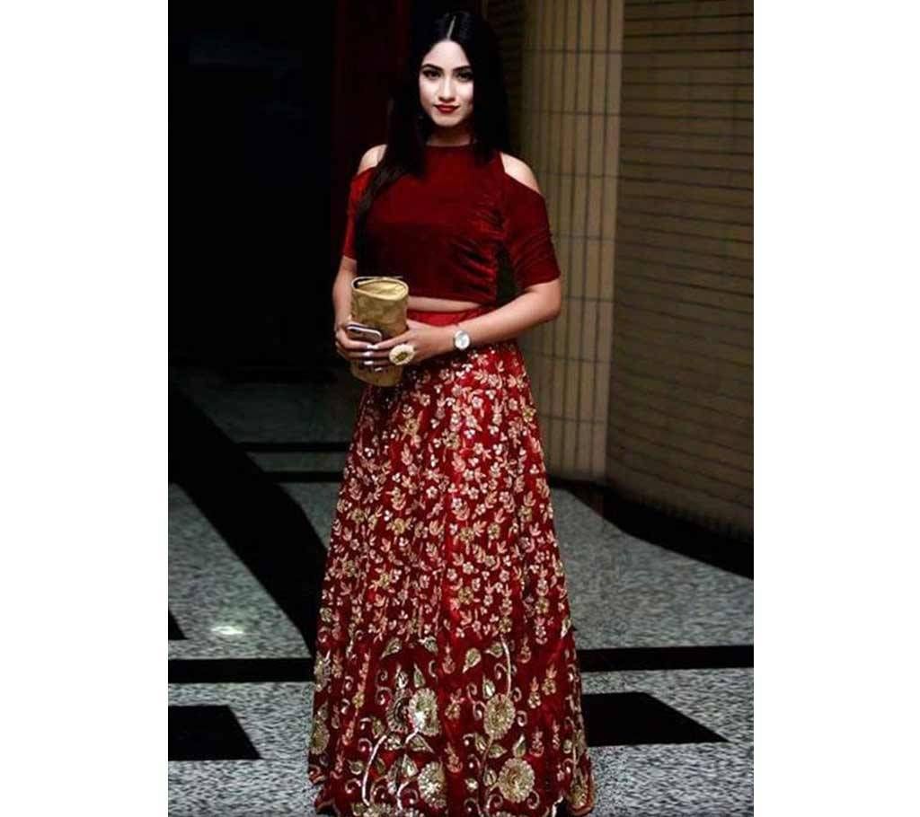 Unstitched Heavy Embroidery Georgette Lehenga