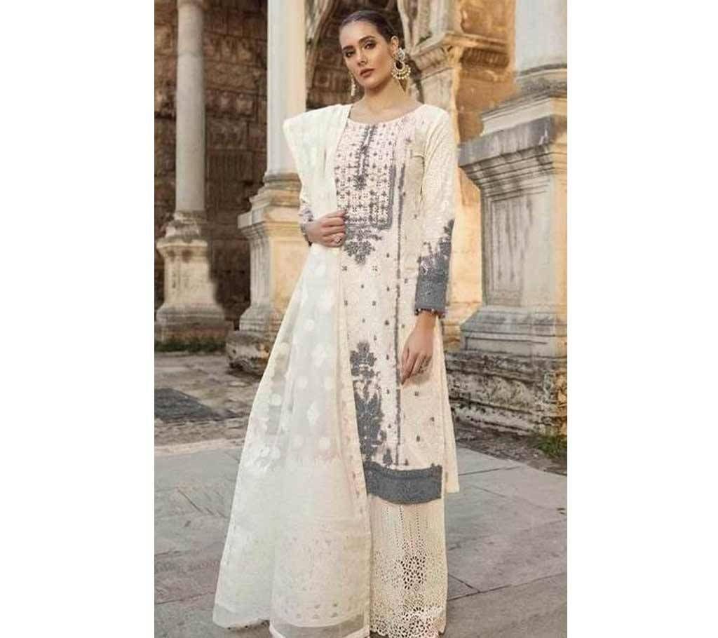 Maria b Lawn 19 Silver Pakistani Suits 700-802-D