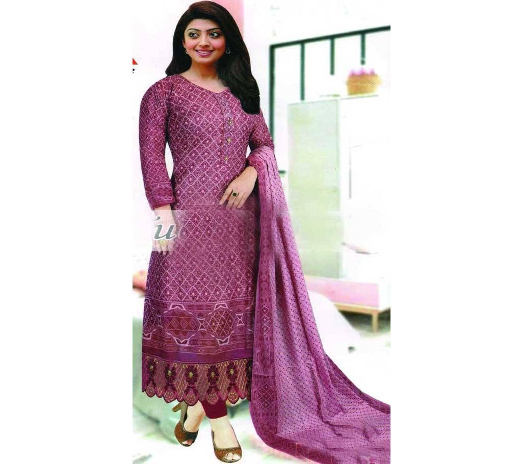 Unstitched Cotton Printed Salwar Kamiz Three Piece 