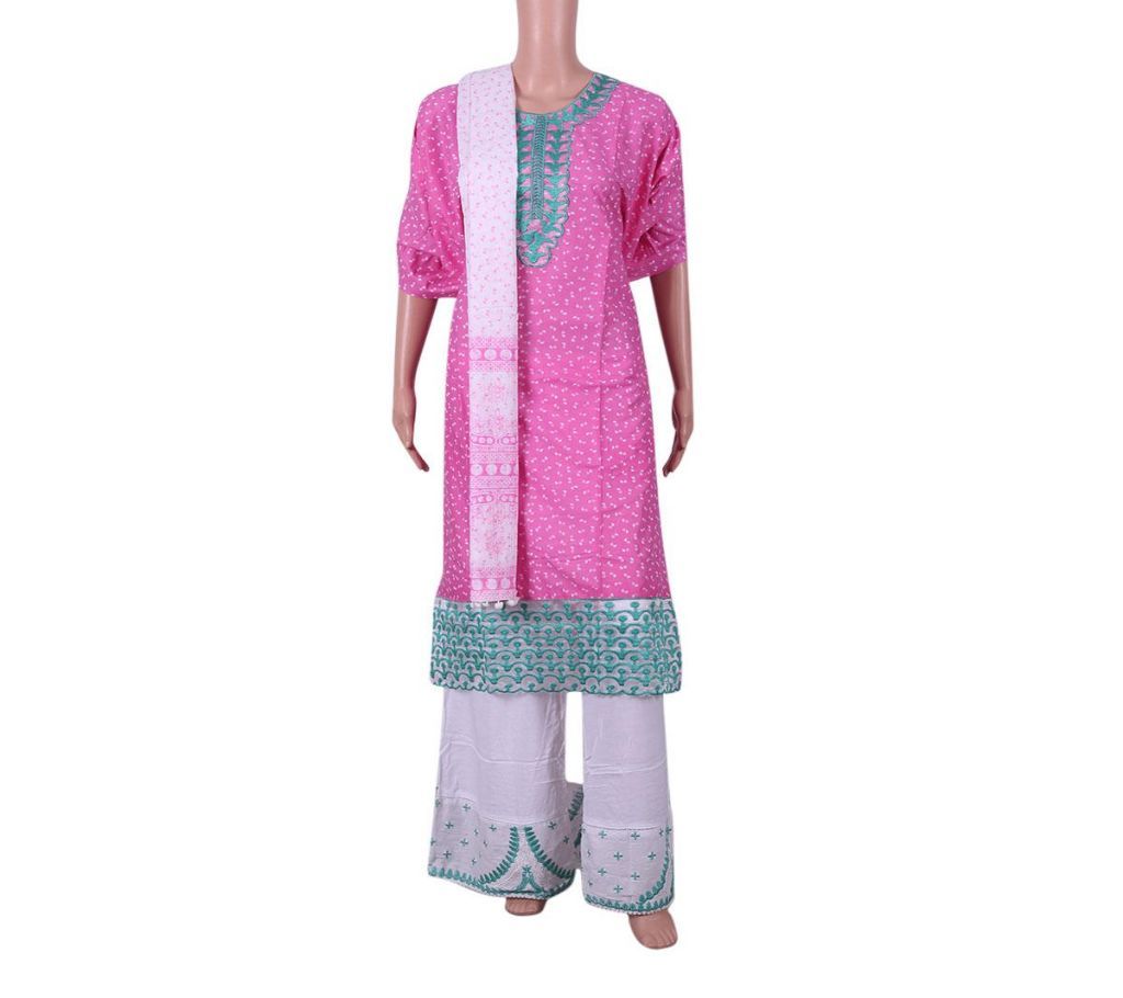 Unstitched Embroidery Slap cotton Slawar Kamiz.