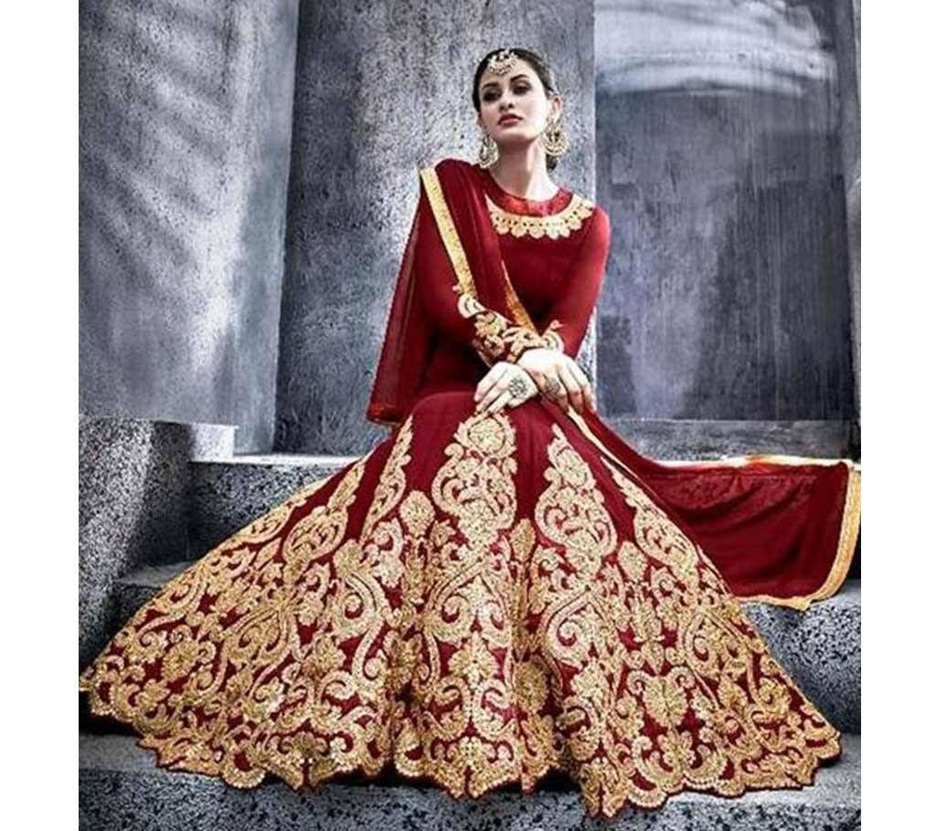 Unstiched Marron Georgette Gown For Women