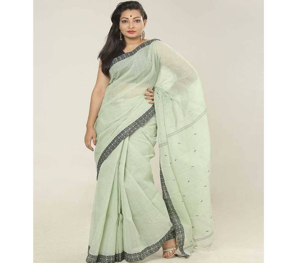 Black & Lemon color handloom cotton Saree