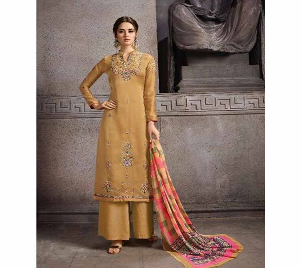 Unstitched Husna Ara vol 19 - 19004 - Tan Brown Georgette 3Pcs