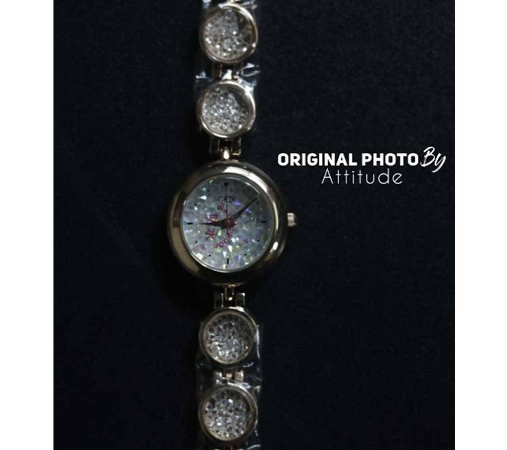 WhiteDiamond-027 Women Crystal Ctone Fashion Silver Quartz Wrist Watch