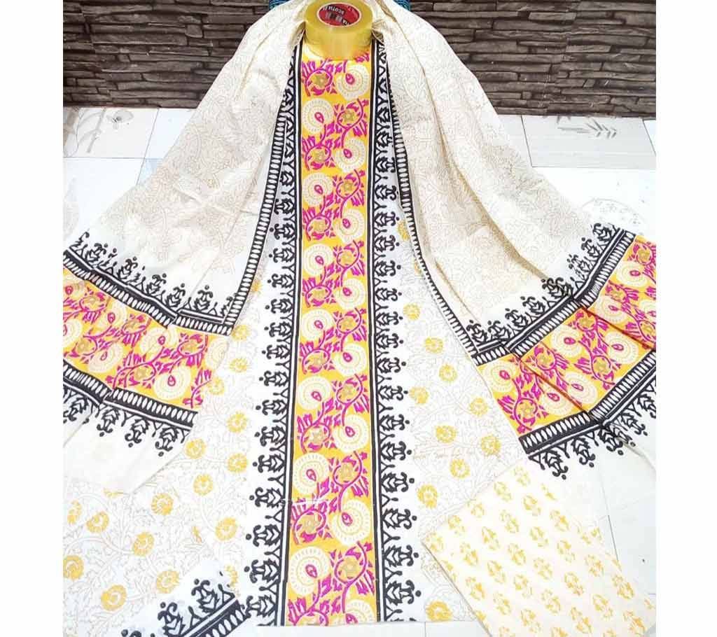 Deshi Cotton Unstitched Screen Printed 3Pcs - C36 - MHG