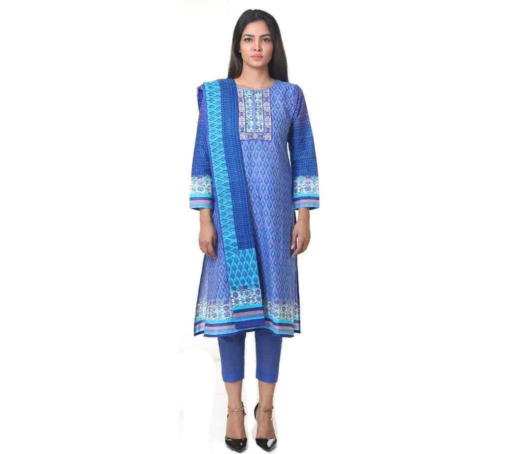 Blue Unstitched  Lawn 3 Pieces - 02 - PDL