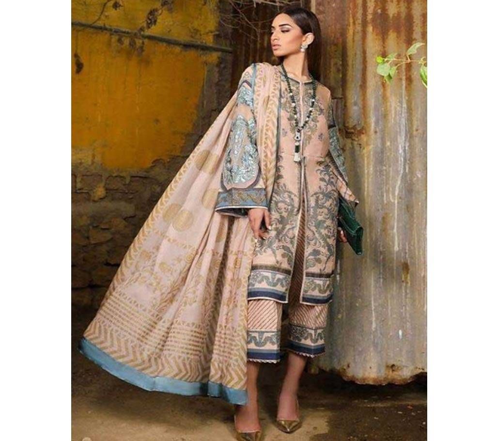 Unstitched Cotton Gold Print Salwar Kameez for women 