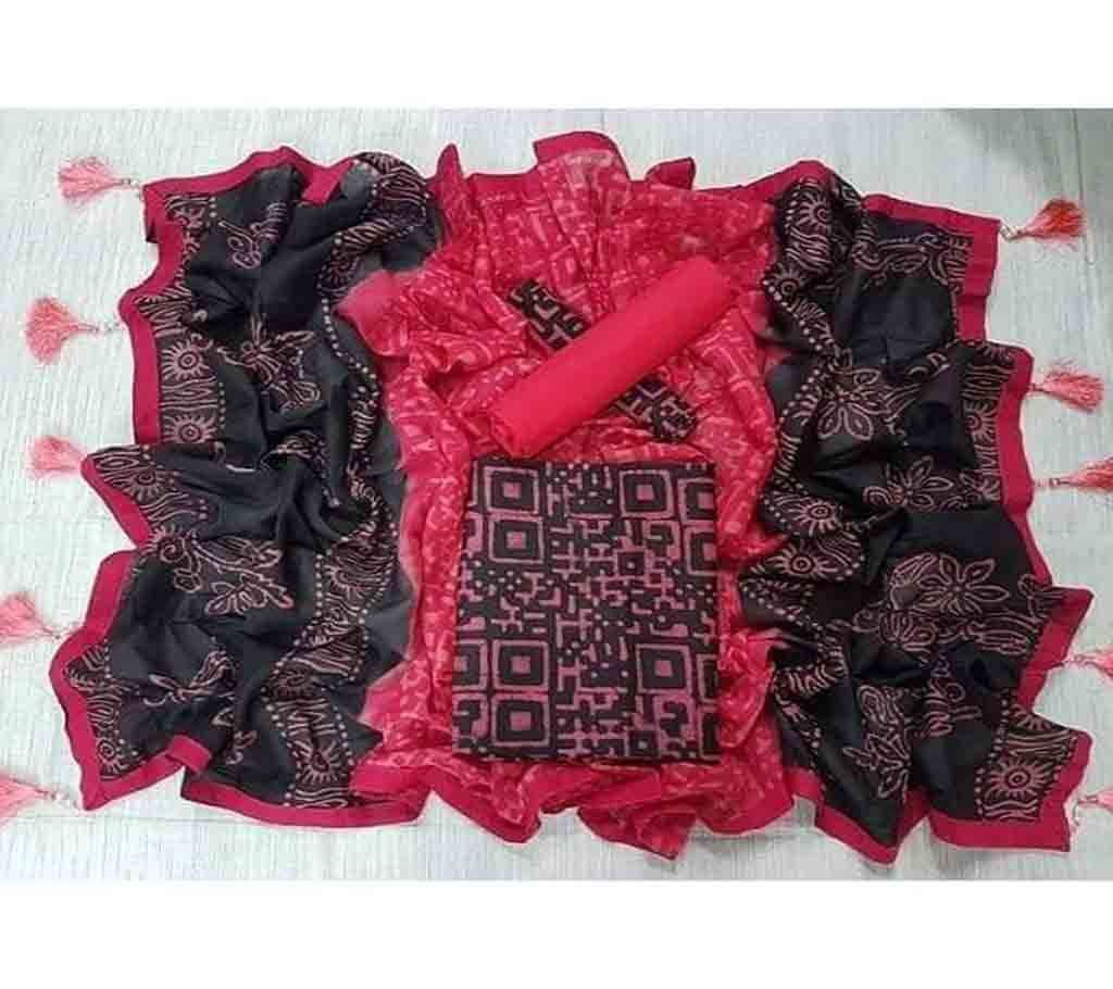 Bexi Voil Leach Vegetable Batik Three Piece For Women-31