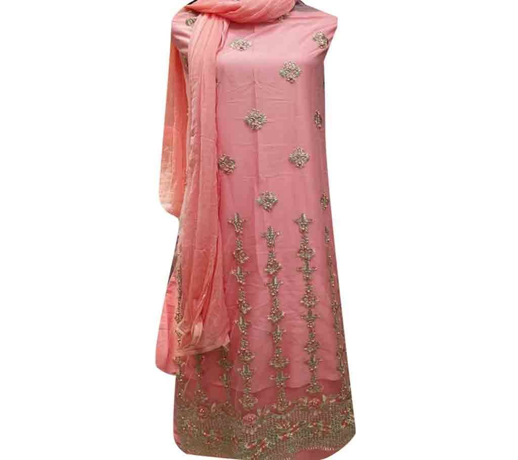 High Fabric Embroidered Cotton Net Unstitched 3 Piece(With inner)-N2