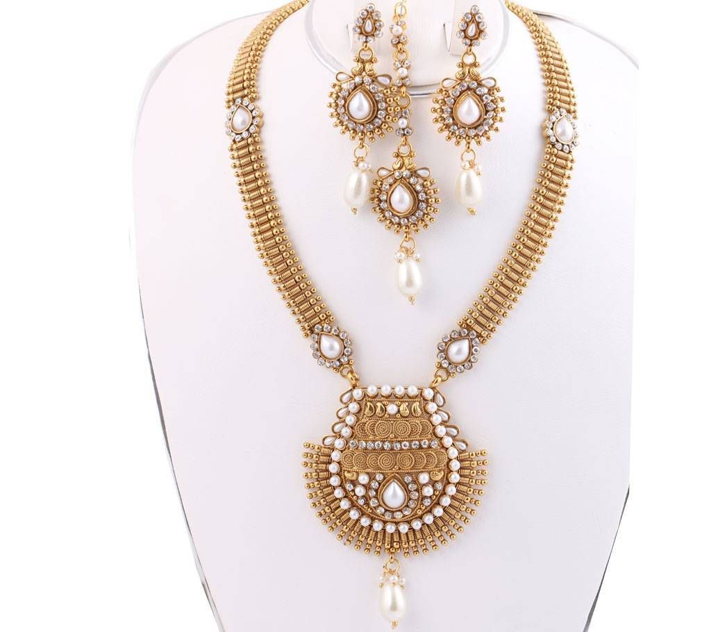 Gold Plated Joypuri Necklace with Earrings 