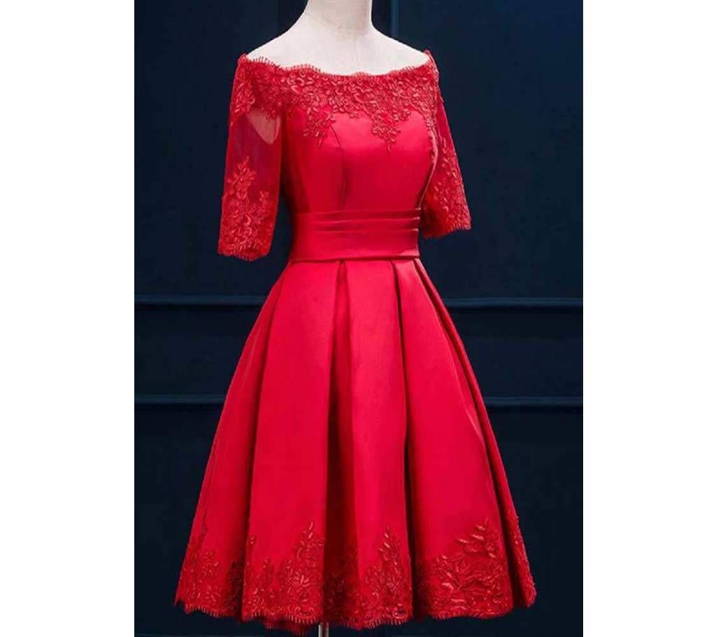 Readymade cotton embroidery party dress 