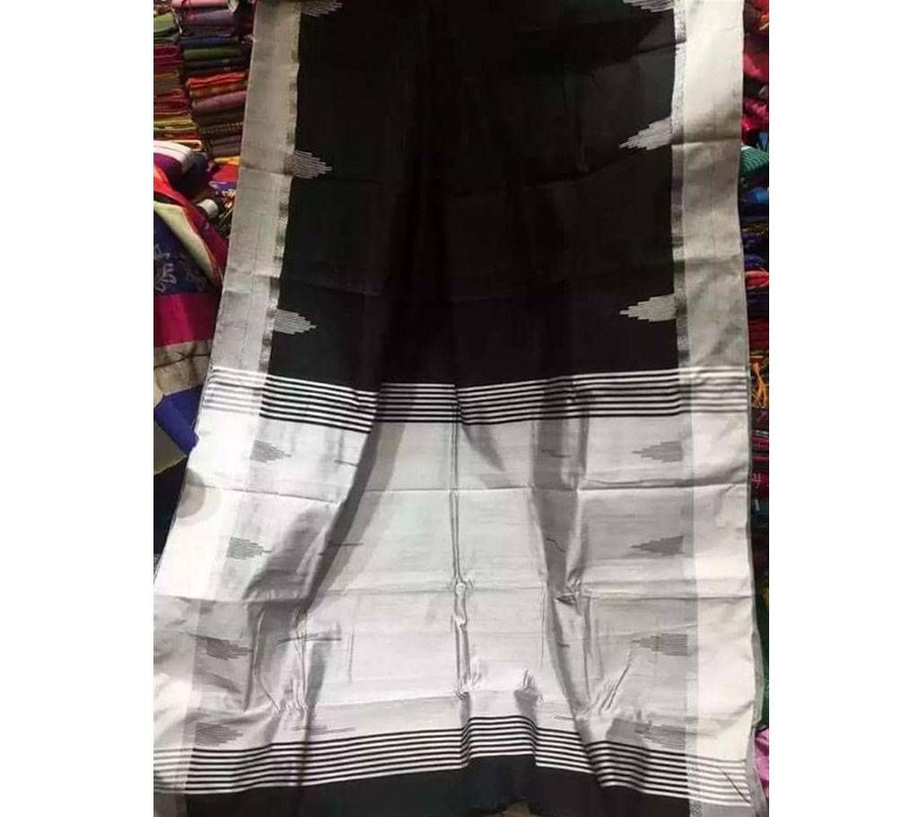 Black & Silver Half Silk Sharee