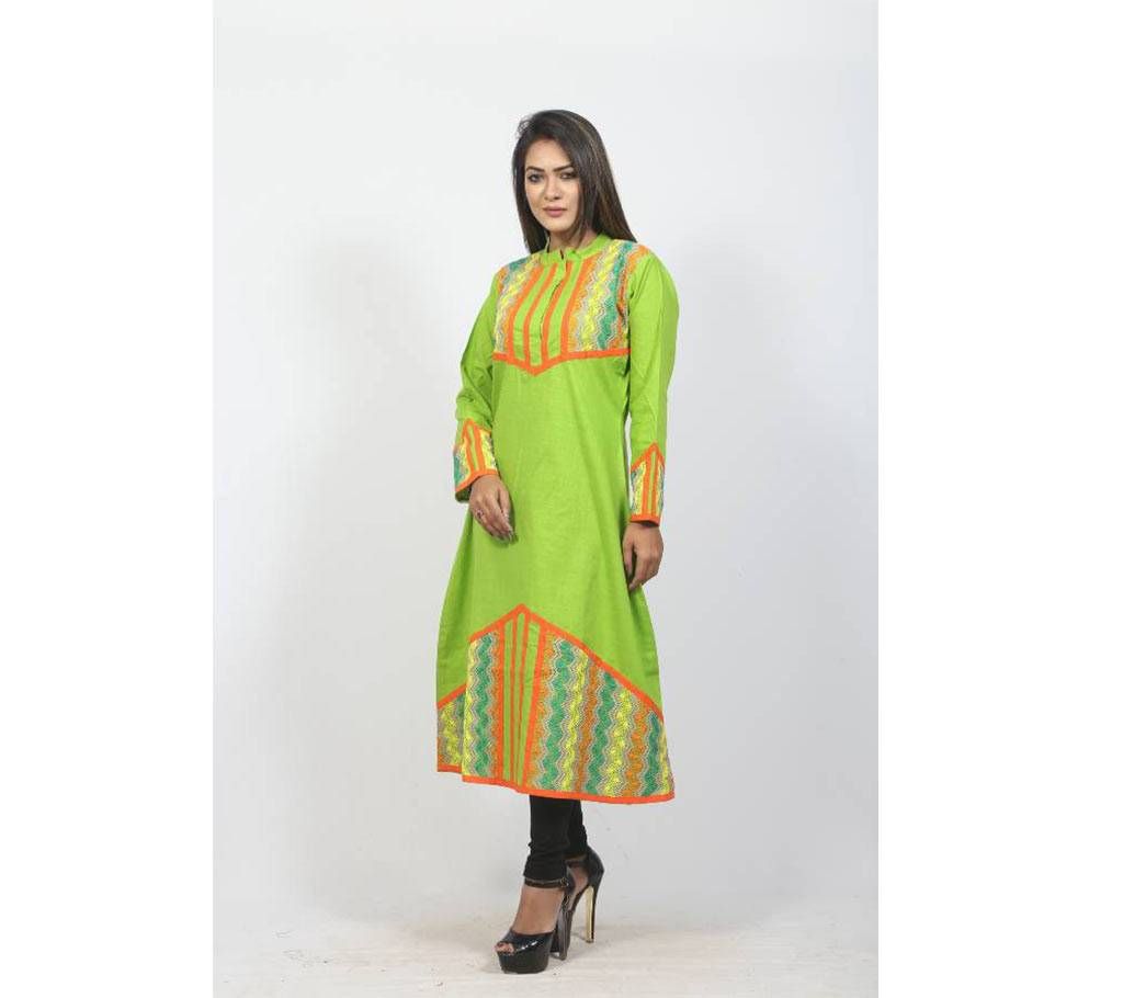 Light Green Linen Kurti For Women