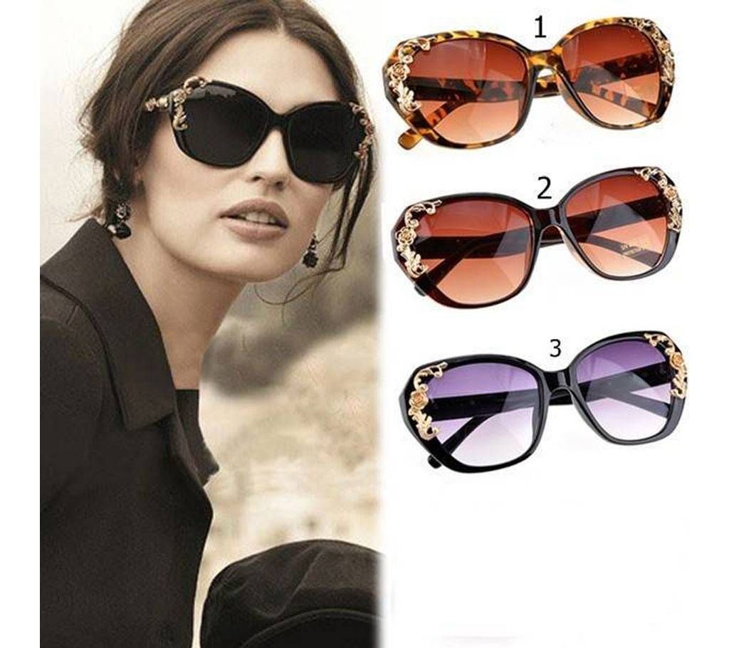 Flower Carving Women Cat Eye Vintage Sunglass